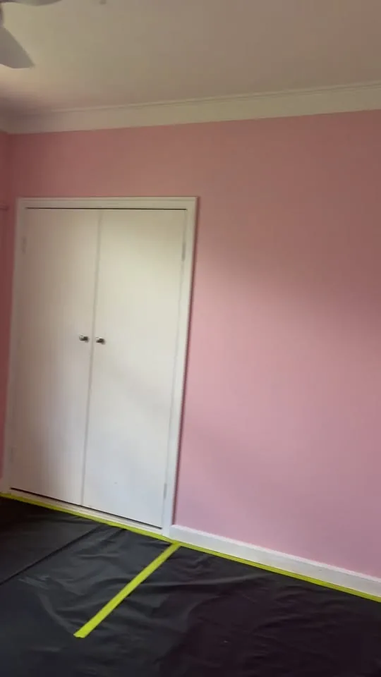 Interior bedroom repaint in soft rose
